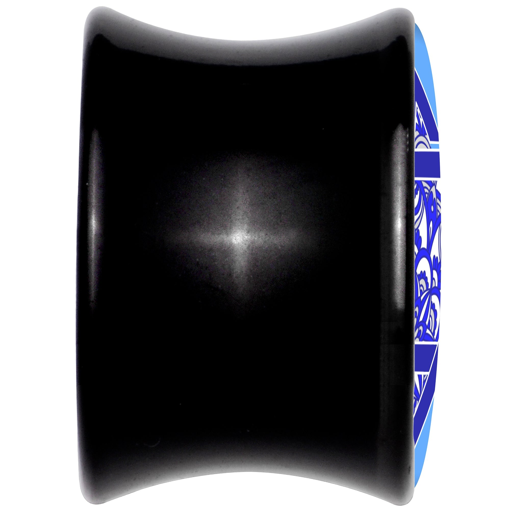 BodyCandy Floral Star of David Black Acrylic Saddle Plug Set by Onyx O — detail close-up