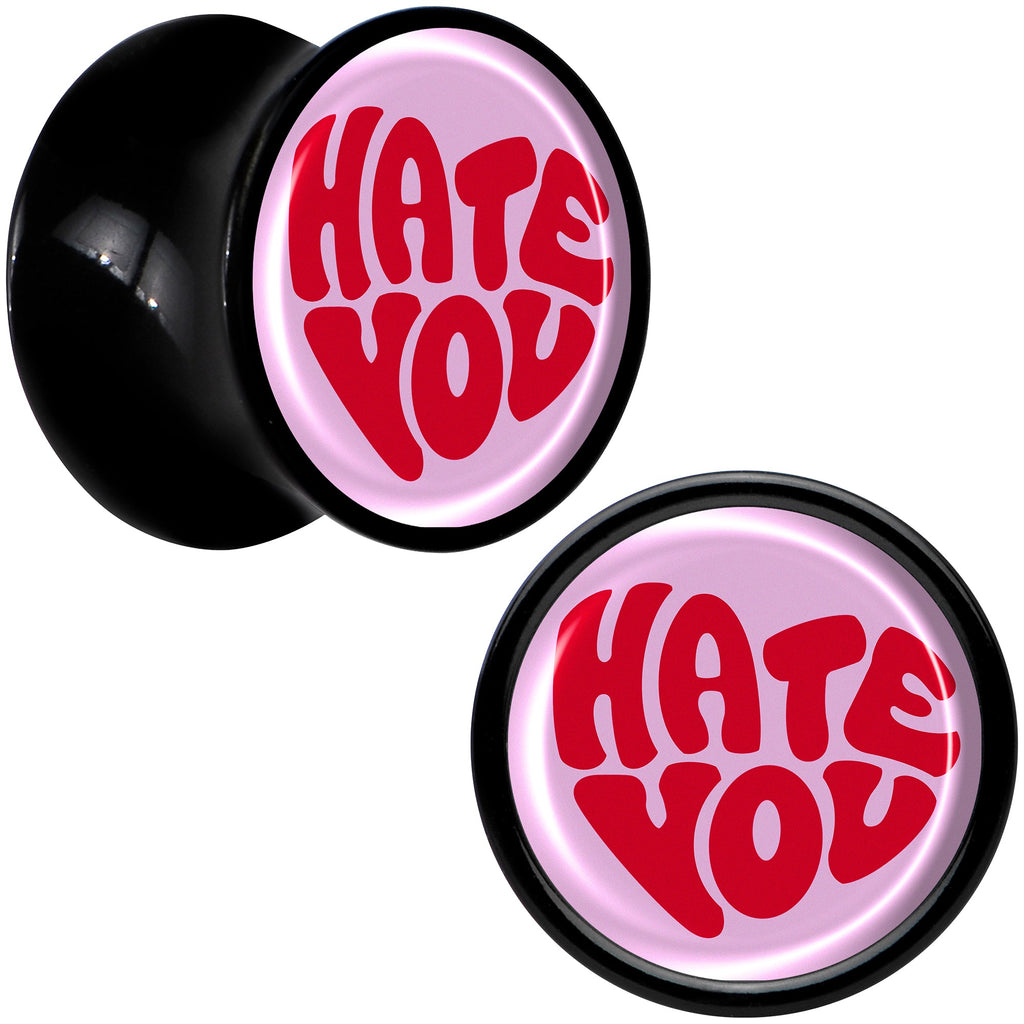 BodyCandy Retro Text Hate You Black Acrylic Saddle Plug Set by Onyx O — alternative angle