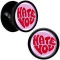 BodyCandy Retro Text Hate You Black Acrylic Saddle Plug Set by Onyx O — feature highlight