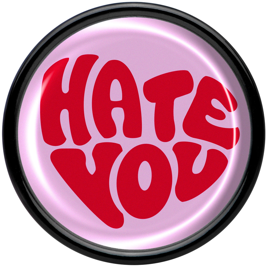 BodyCandy Retro Text Hate You Black Acrylic Saddle Plug Set by Onyx O — side view