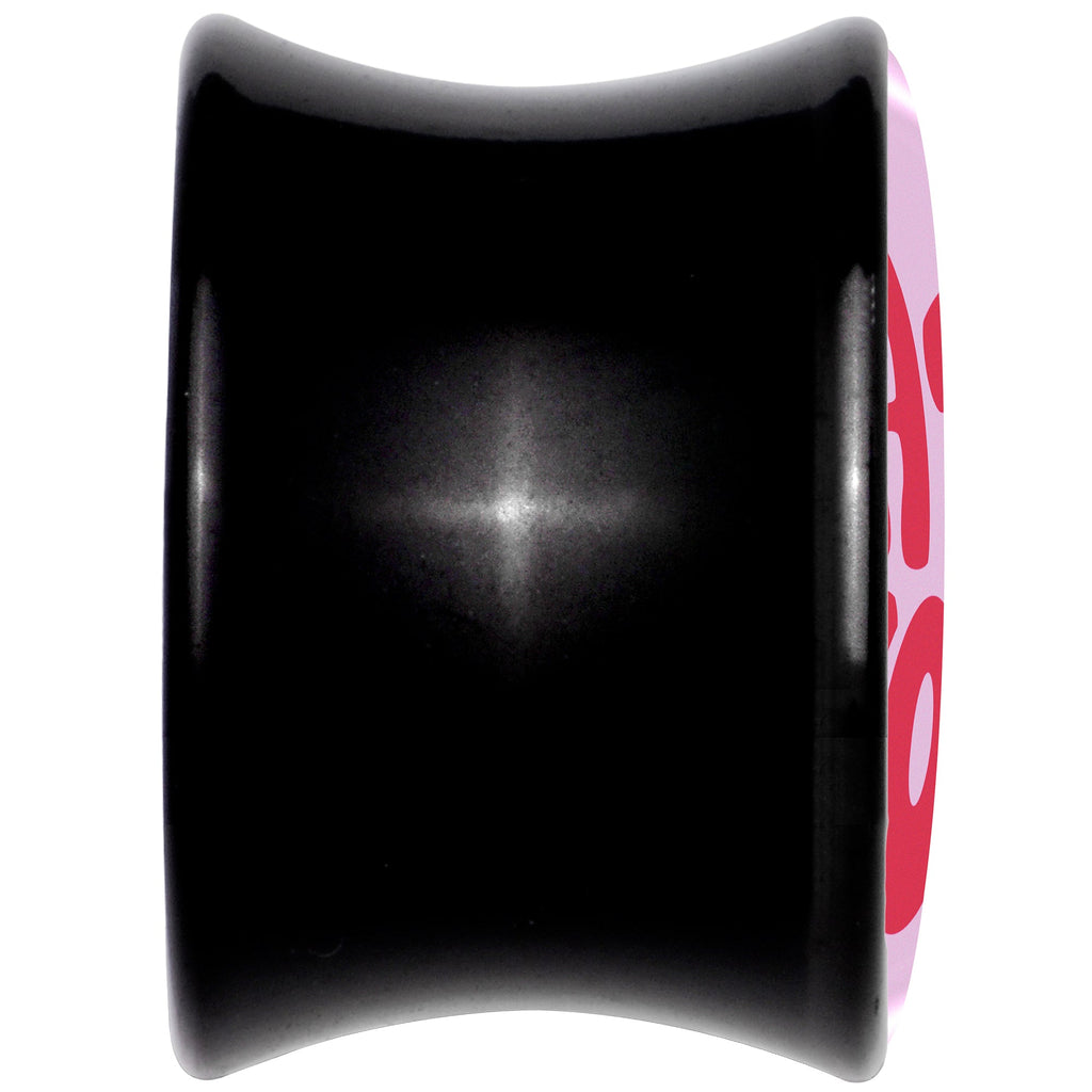 BodyCandy Retro Text Hate You Black Acrylic Saddle Plug Set by Onyx O — back view