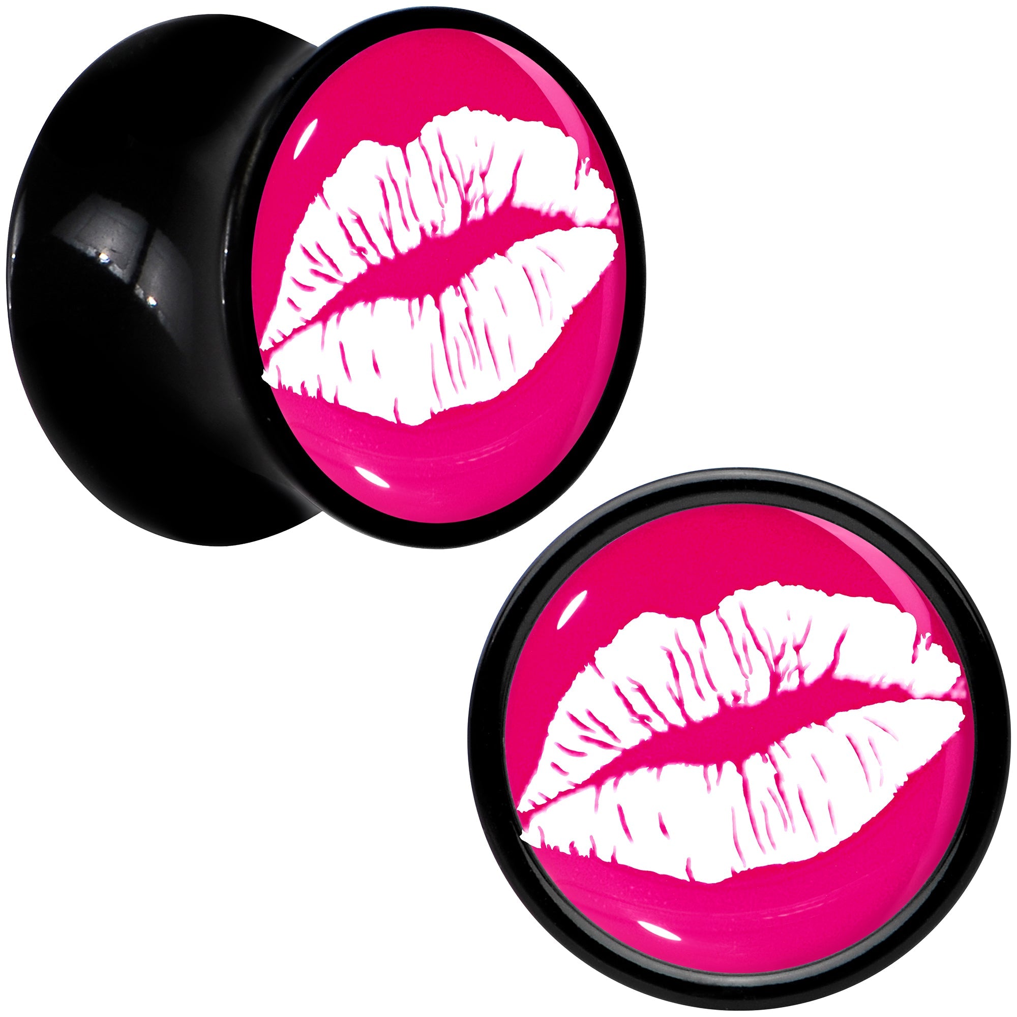 BodyCandy Black Acrylic Red Hot Lips Double Flare Plug Set by Onyx O — alternative angle
