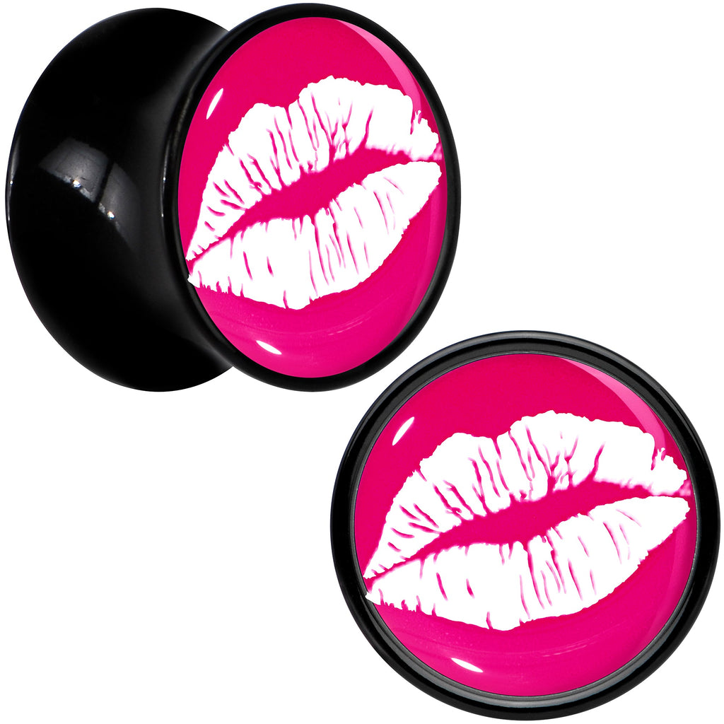 BodyCandy Black Acrylic Red Hot Lips Double Flare Plug Set by Onyx O — size reference