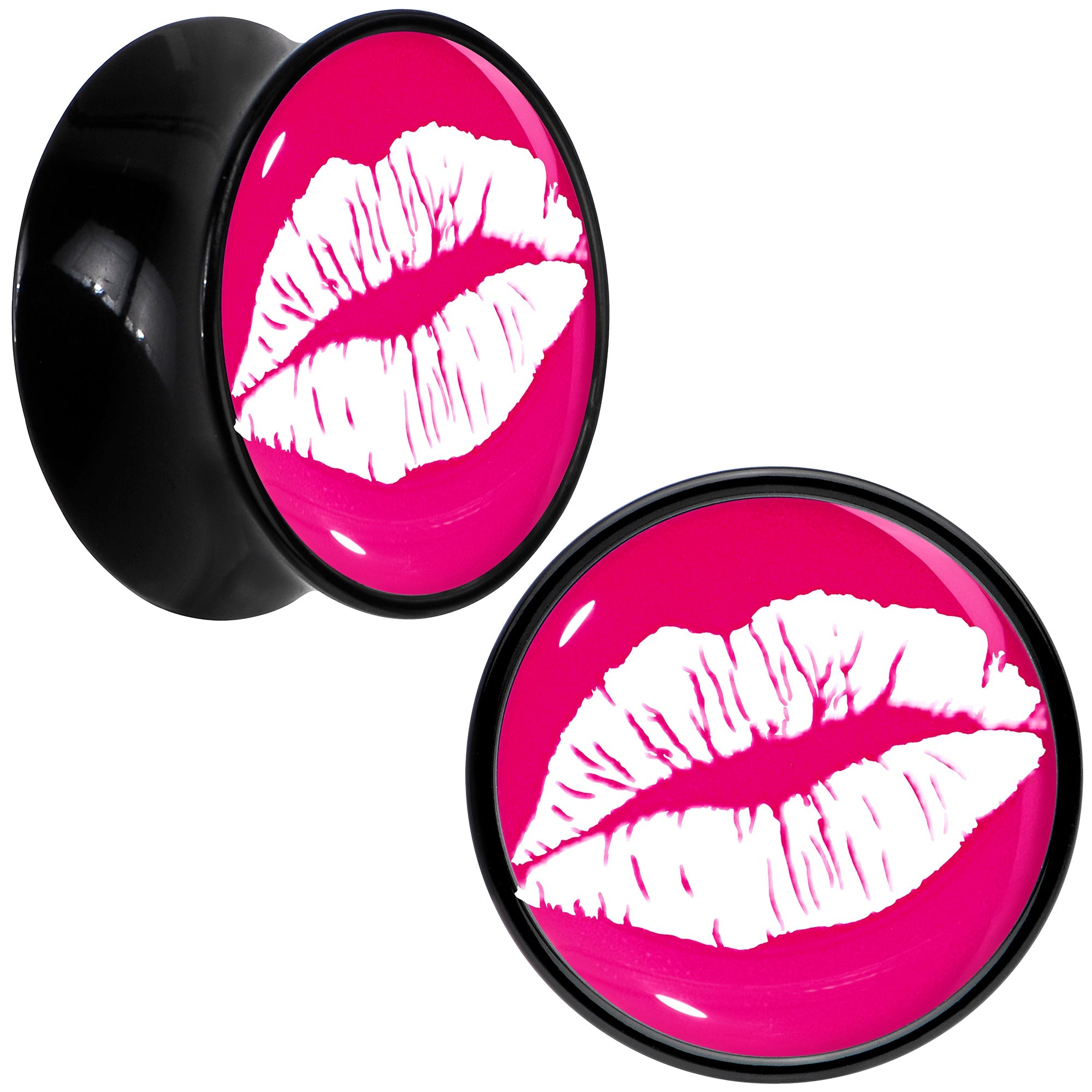 BodyCandy Black Acrylic Red Hot Lips Double Flare Plug Set by Onyx O — packaging