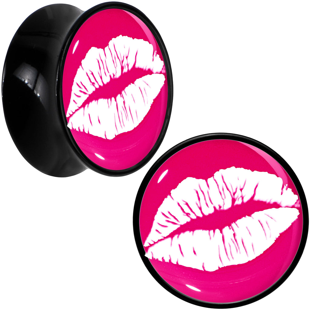 BodyCandy Black Acrylic Red Hot Lips Double Flare Plug Set by Onyx O — comparison shot