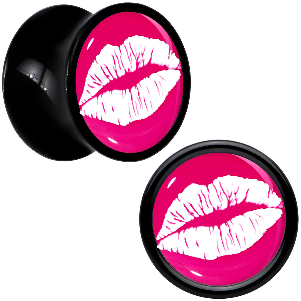 BodyCandy Black Acrylic Red Hot Lips Double Flare Plug Set by Onyx O — feature highlight