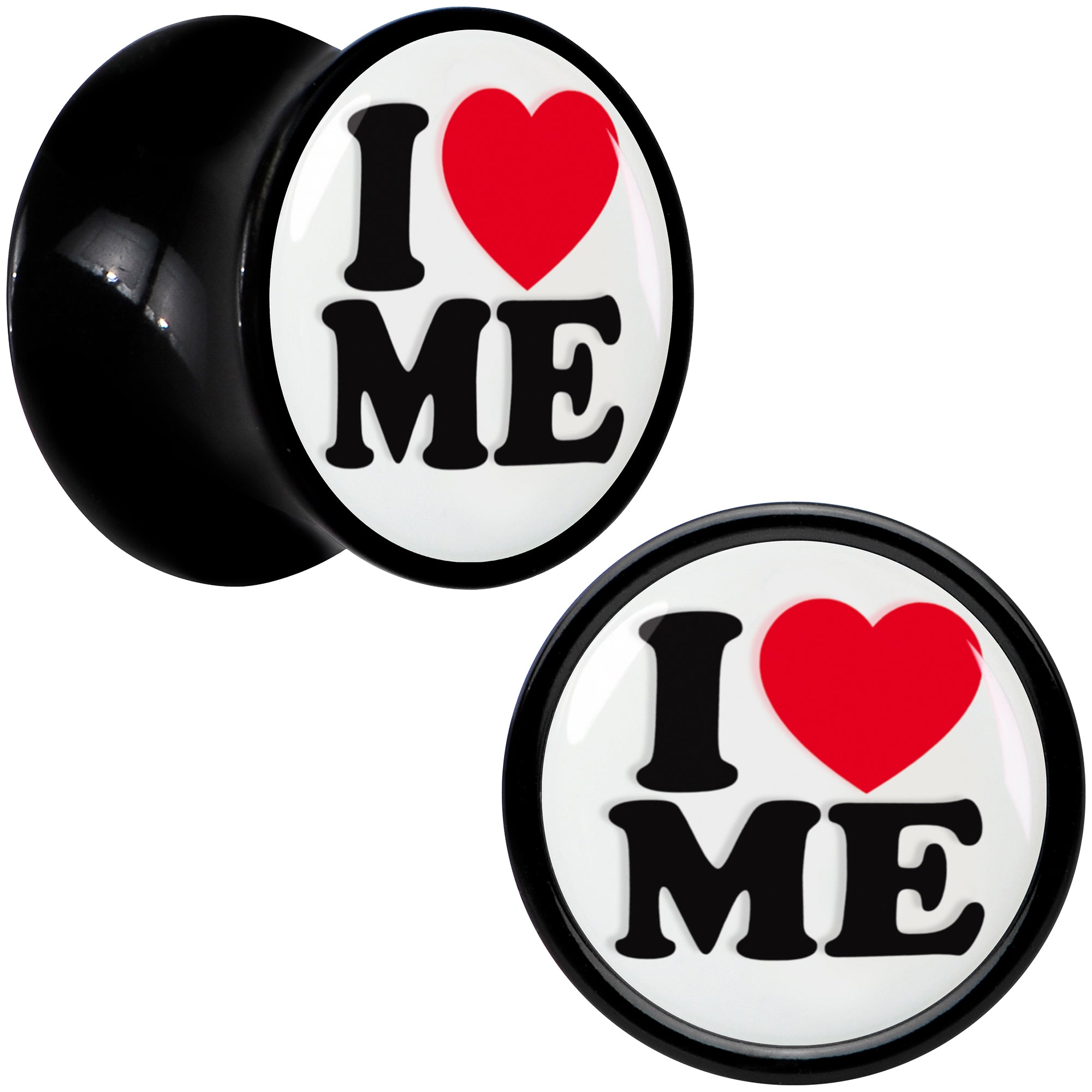 BodyCandy Black Acrylic I Love Me Double Flare Plug Set by Onyx O — alternative angle