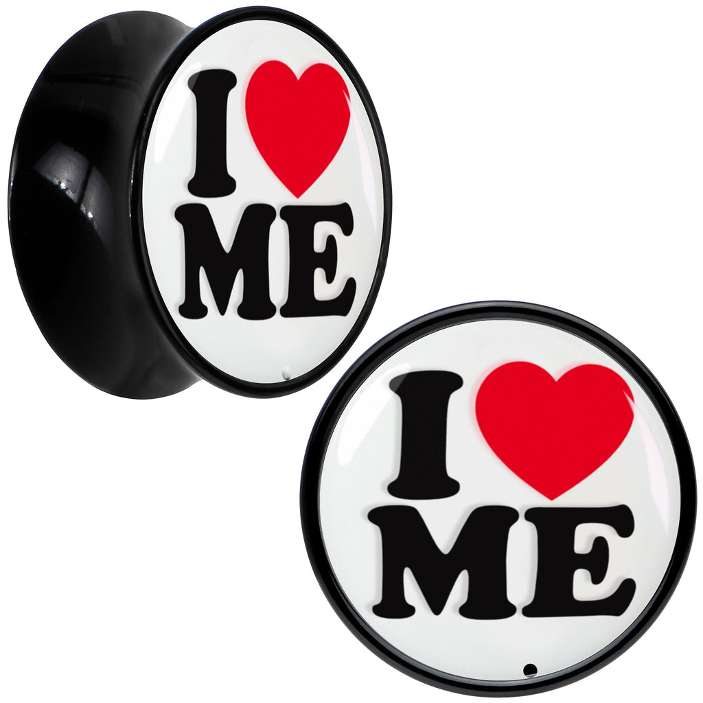 BodyCandy Black Acrylic I Love Me Double Flare Plug Set by Onyx O — packaging