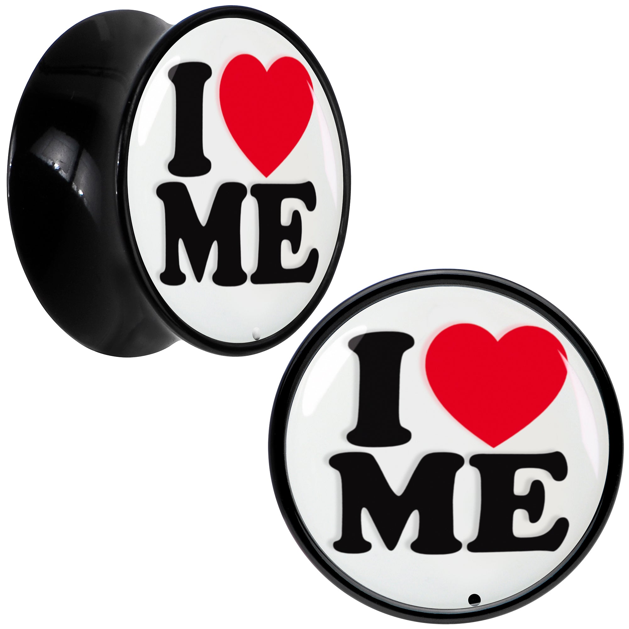 BodyCandy Black Acrylic I Love Me Double Flare Plug Set by Onyx O — packaging