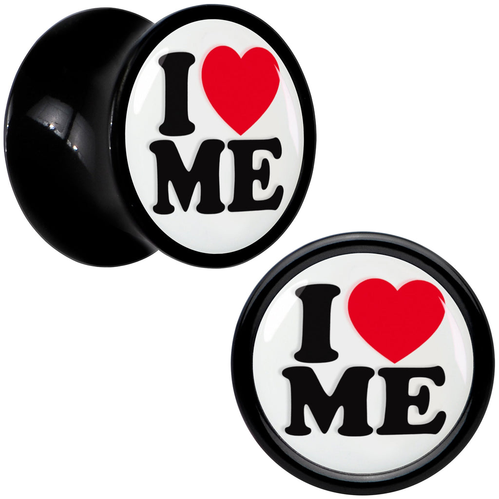 BodyCandy Black Acrylic I Love Me Double Flare Plug Set by Onyx O — feature highlight