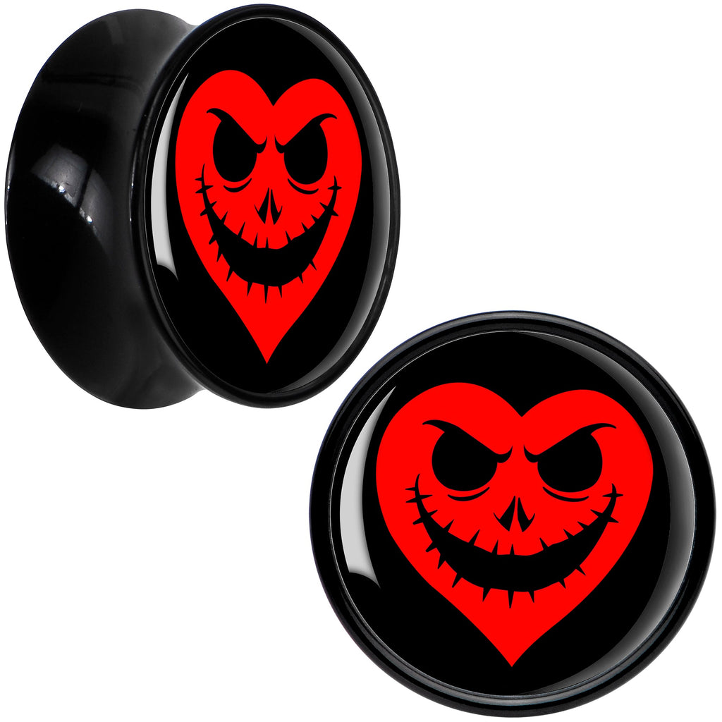 BodyCandy Valentine Jack O Heart Black Acrylic Saddle Plug Set by Onyx O — back view