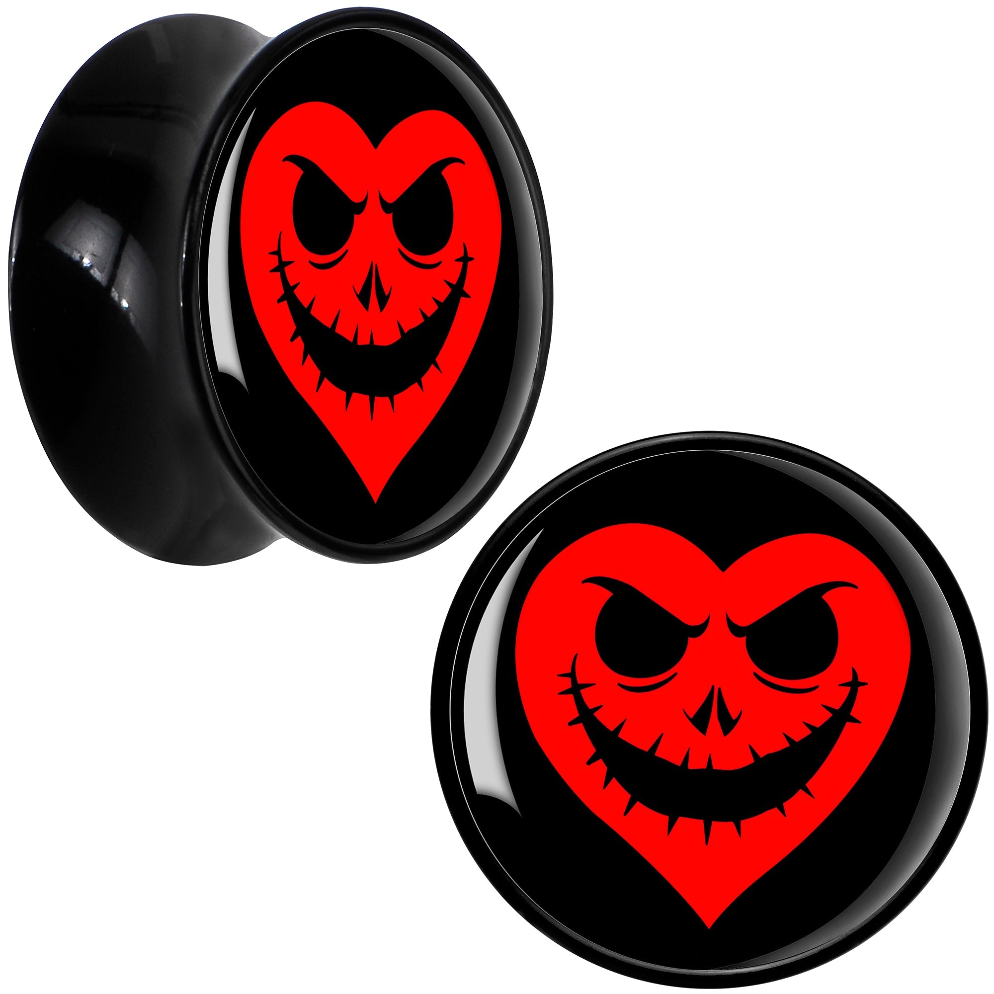 BodyCandy Valentine Jack O Heart Black Acrylic Saddle Plug Set by Onyx O — size reference