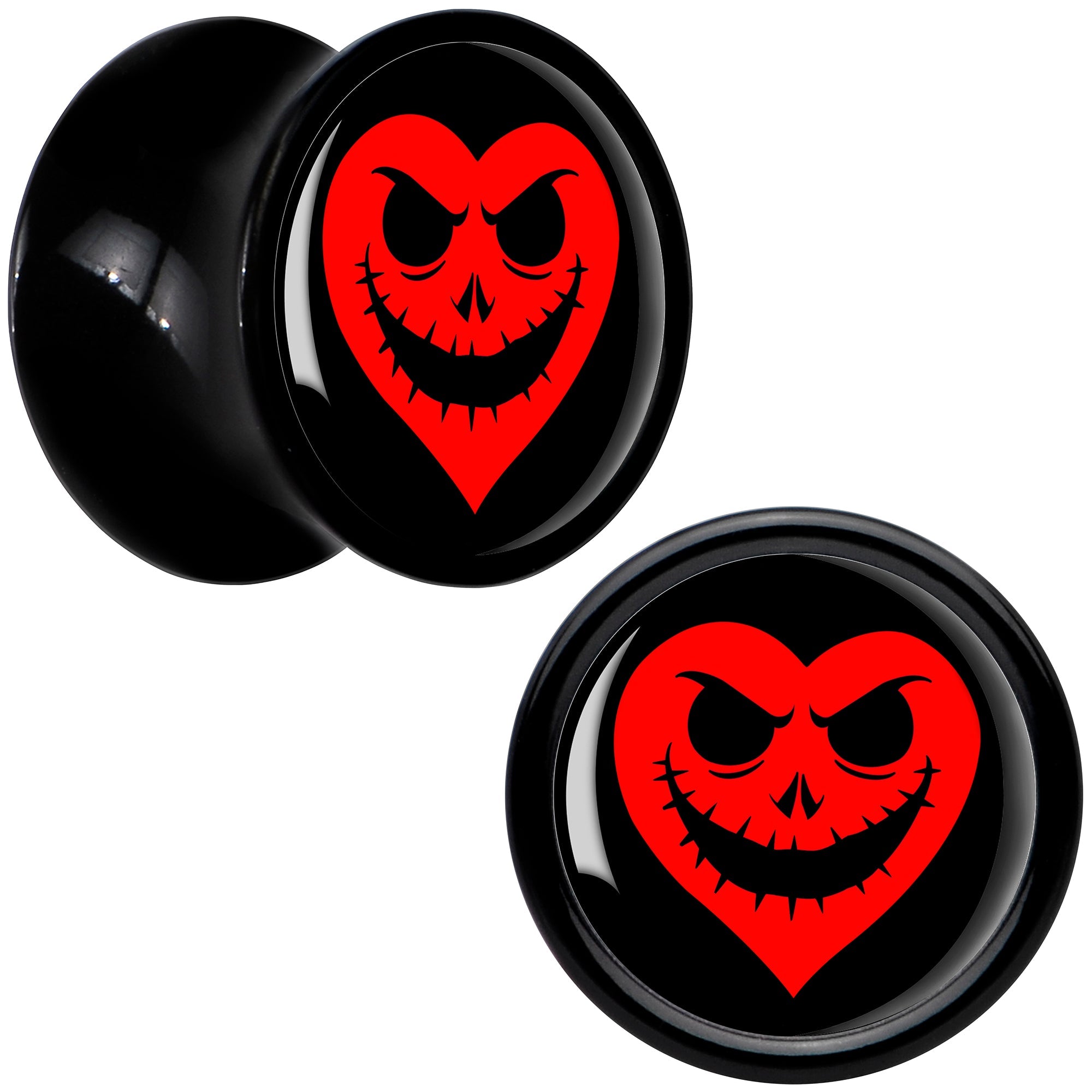 BodyCandy Valentine Jack O Heart Black Acrylic Saddle Plug Set by Onyx O — color detail