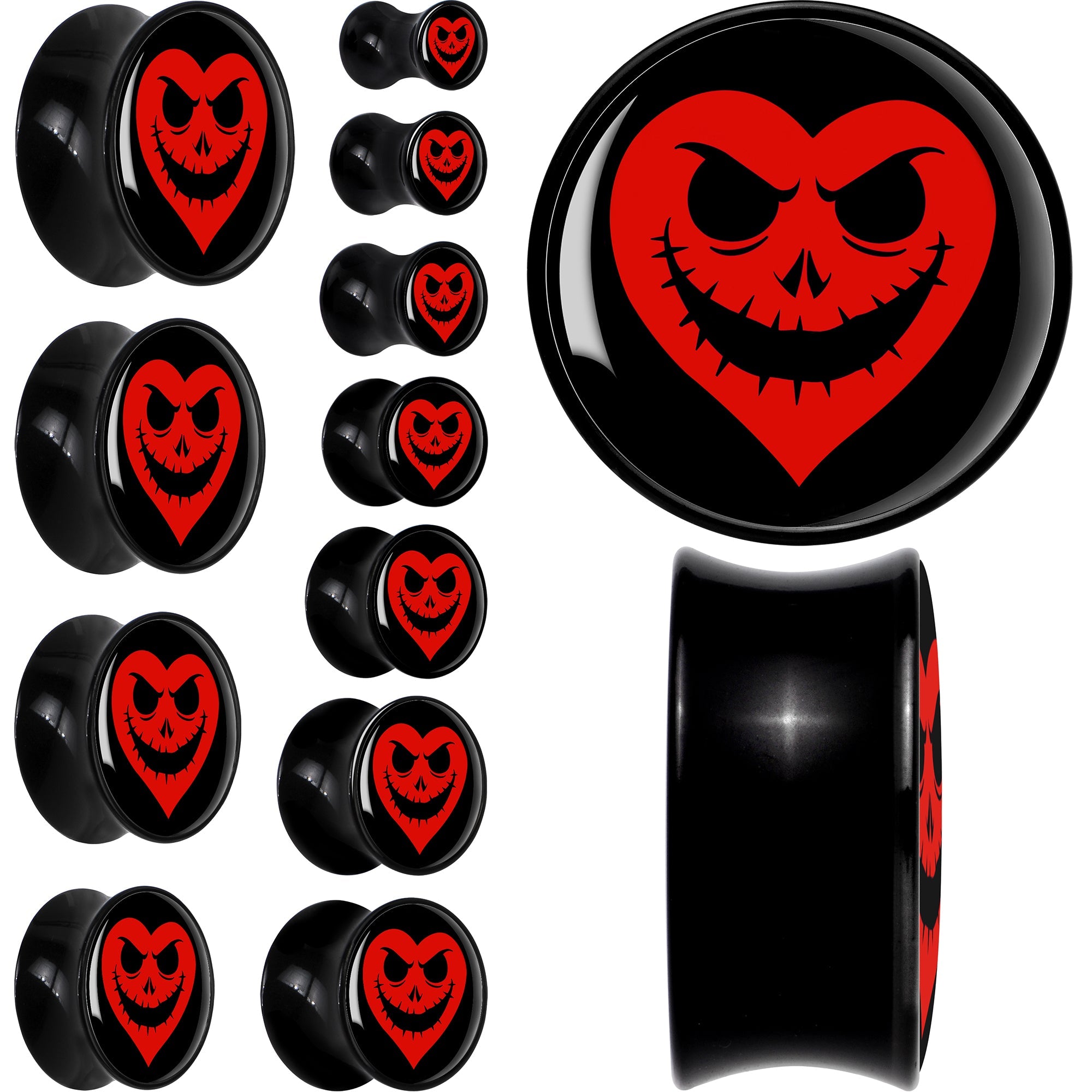 BodyCandy Valentine Jack O Heart Black Acrylic Saddle Plug Set by Onyx O — main product shot