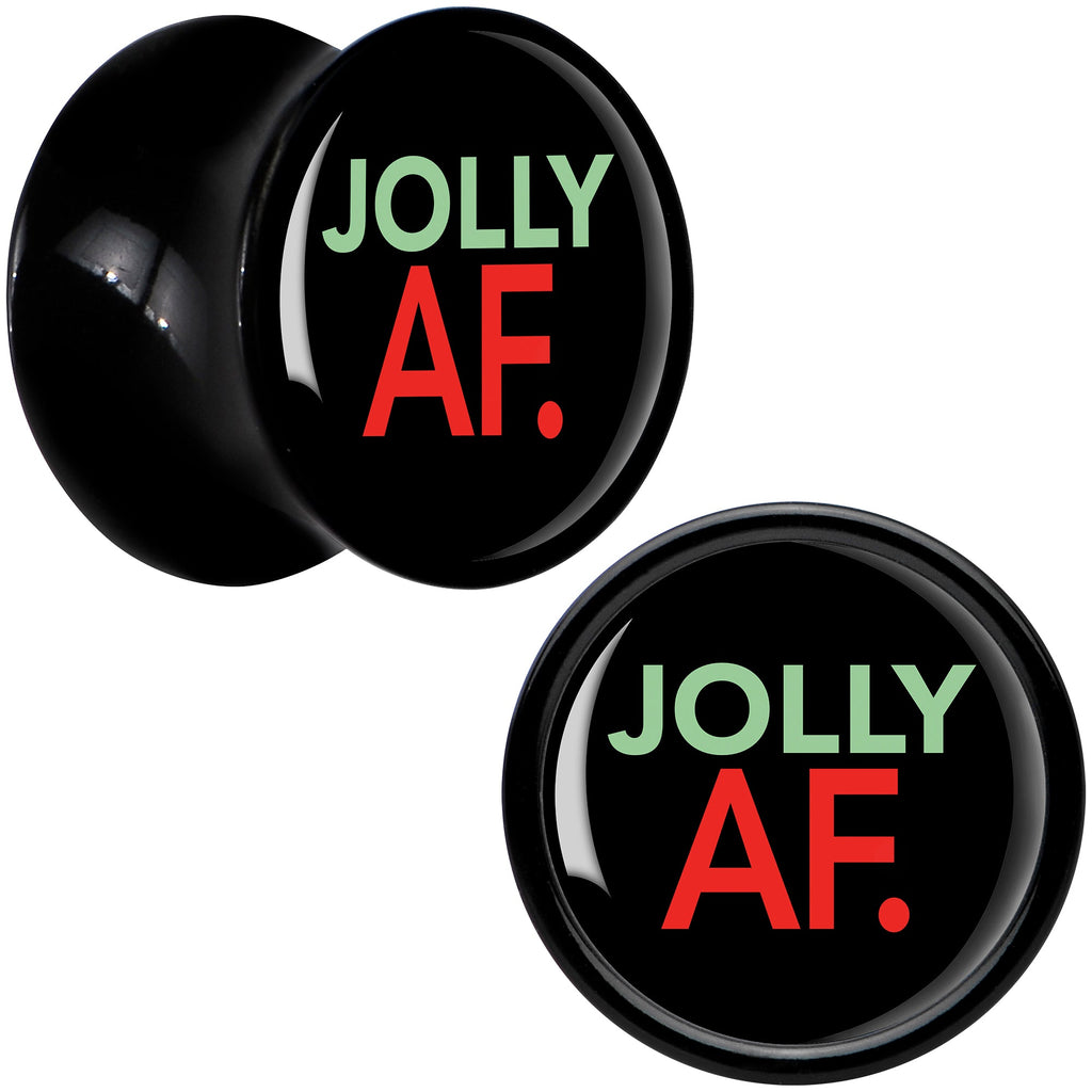 BodyCandy Jolly AF Festive Holiday Christmas Acrylic Saddle Plug Set by Onyx O — side view