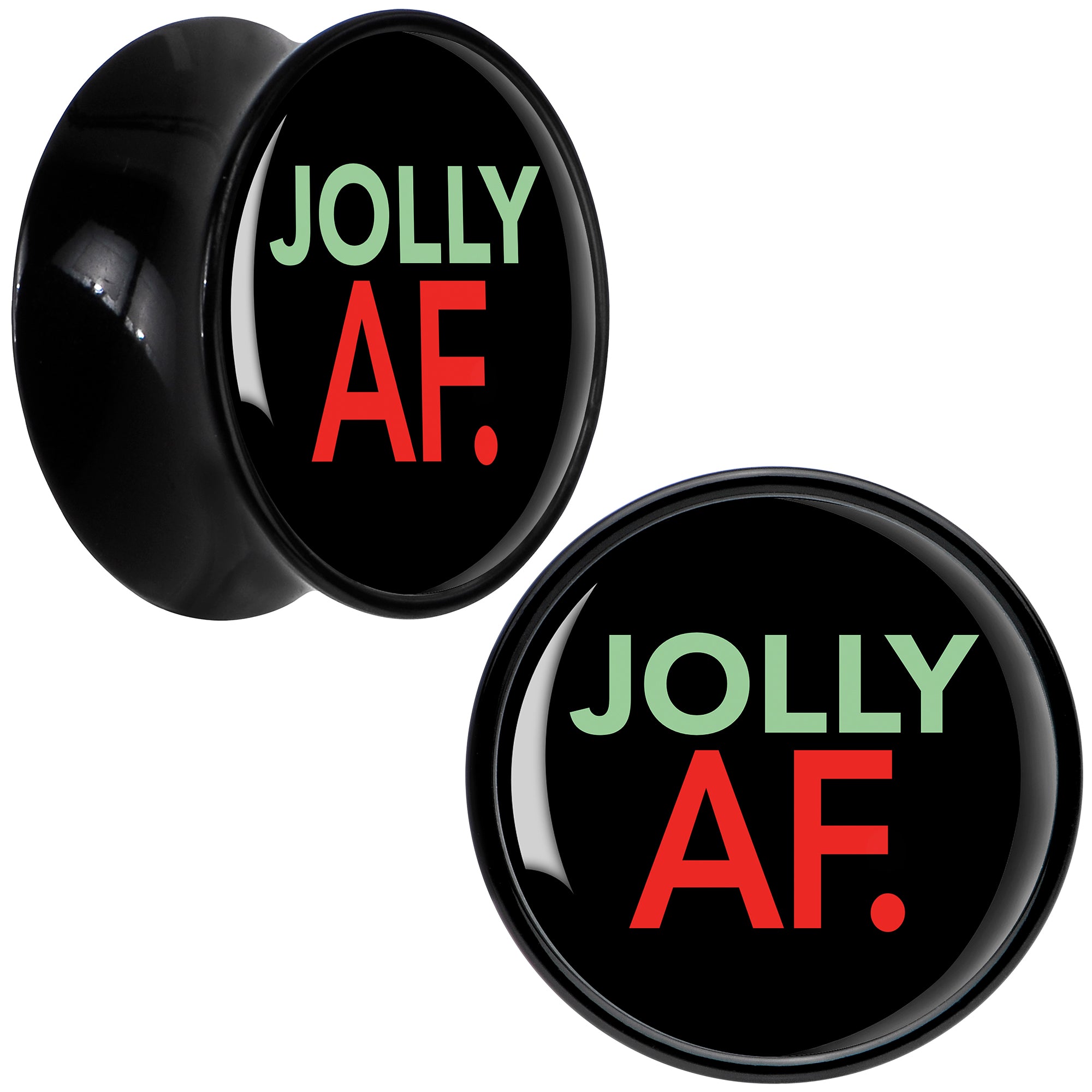 BodyCandy Jolly AF Festive Holiday Christmas Acrylic Saddle Plug Set by Onyx O — size reference