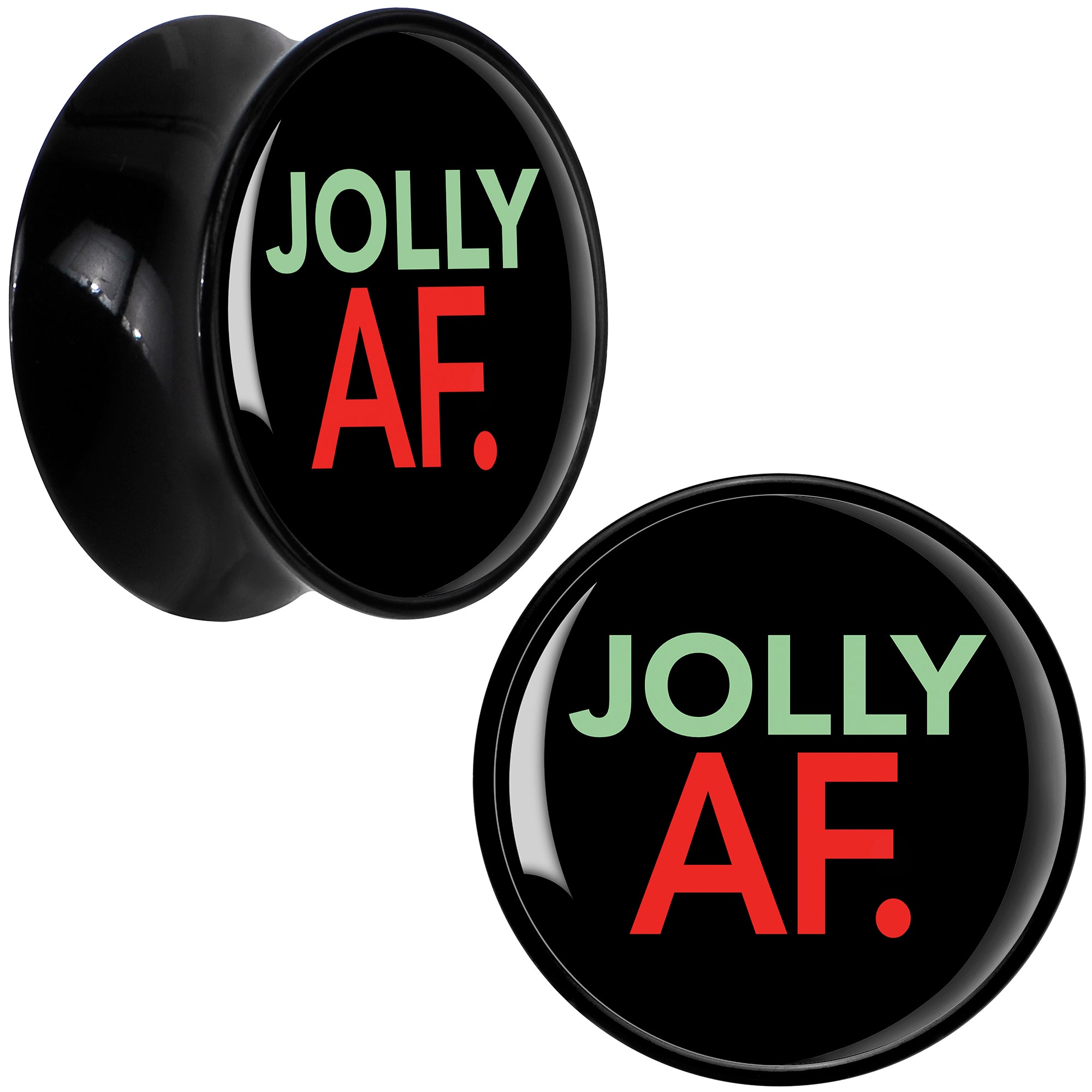 BodyCandy Jolly AF Festive Holiday Christmas Acrylic Saddle Plug Set by Onyx O — packaging