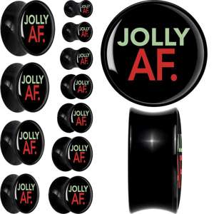 BodyCandy Jolly AF Festive Holiday Christmas Acrylic Saddle Plug Set by Onyx O — main product shot