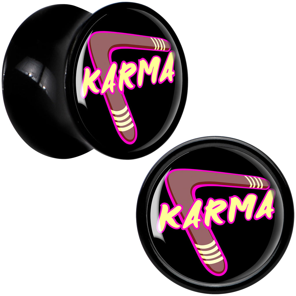 BodyCandy Karmic Boomerang Black Acrylic Saddle Plug Set by Onyx O — side view