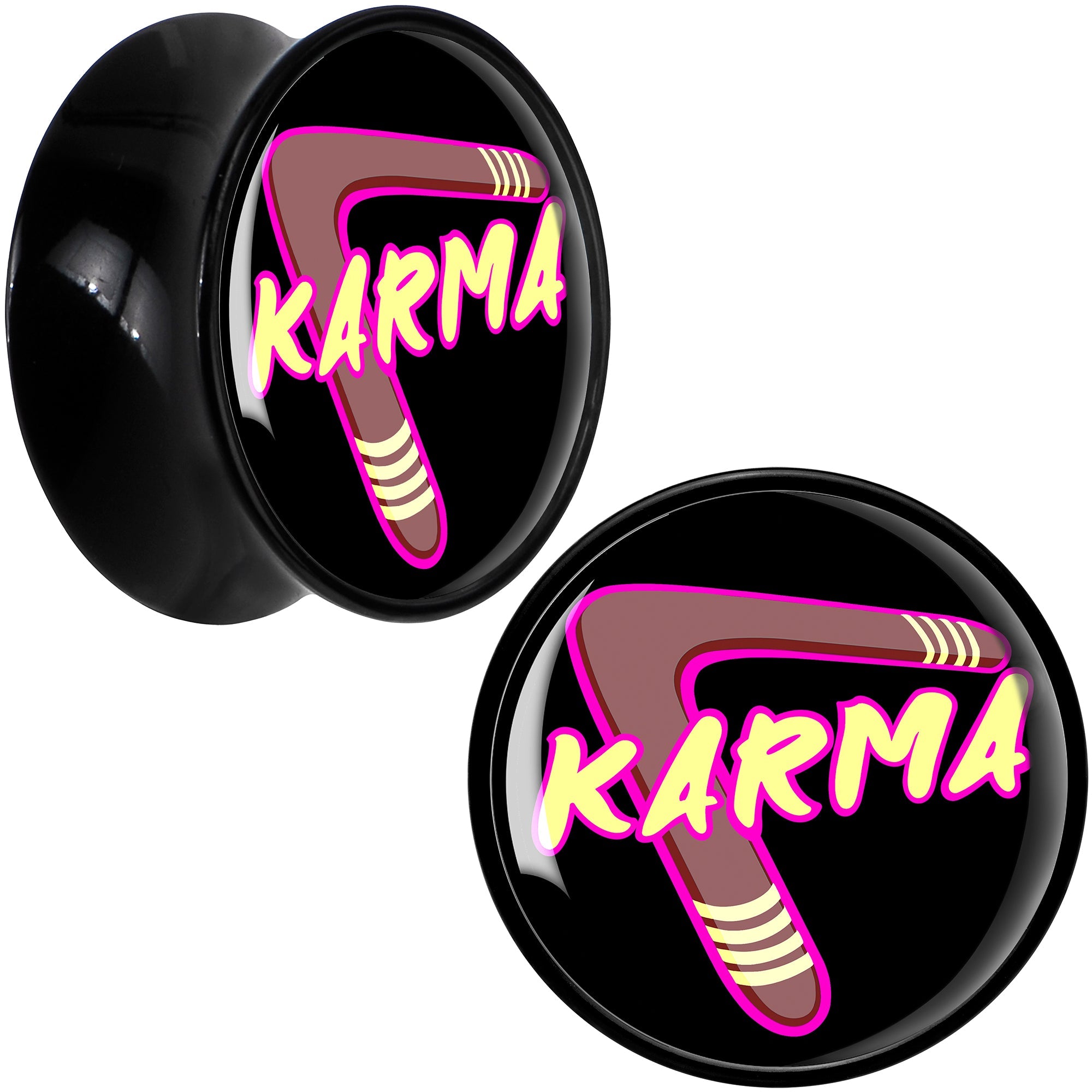 BodyCandy Karmic Boomerang Black Acrylic Saddle Plug Set by Onyx O — color detail