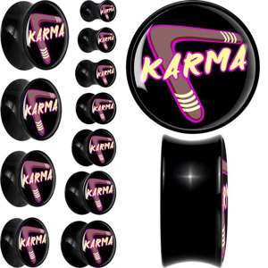 BodyCandy Karmic Boomerang Black Acrylic Saddle Plug Set by Onyx O — main product shot