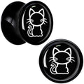 BodyCandy Black and White Kitty Cat Black Acrylic Saddle Plug Set 8mm to 20mm by Onyx O — alternative angle