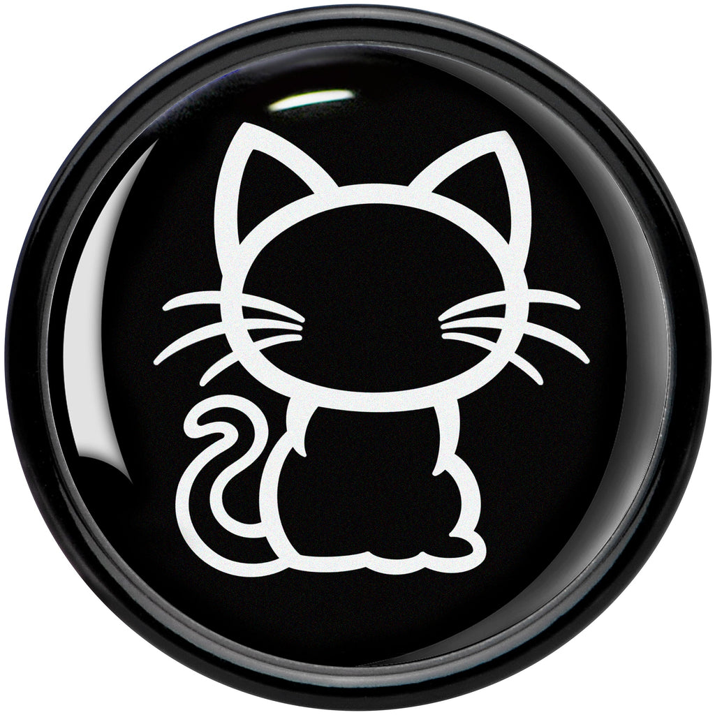 BodyCandy Black and White Kitty Cat Black Acrylic Saddle Plug Set 8mm to 20mm by Onyx O — side view