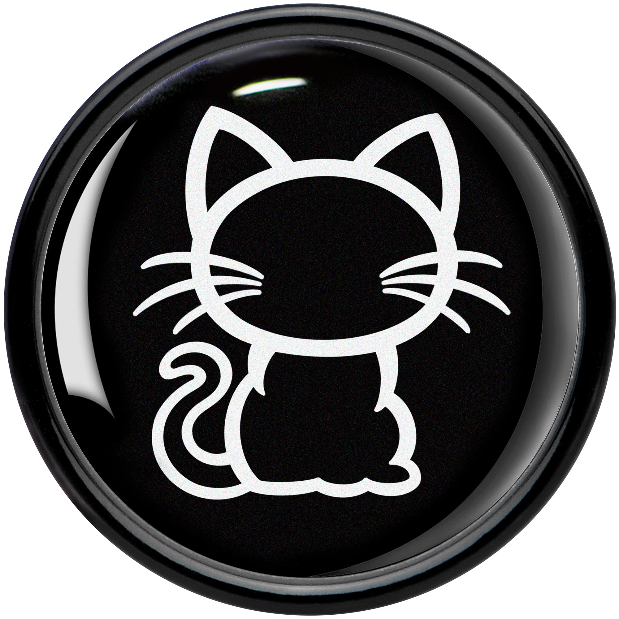 BodyCandy Black and White Kitty Cat Black Acrylic Saddle Plug Set 8mm to 20mm by Onyx O — side view