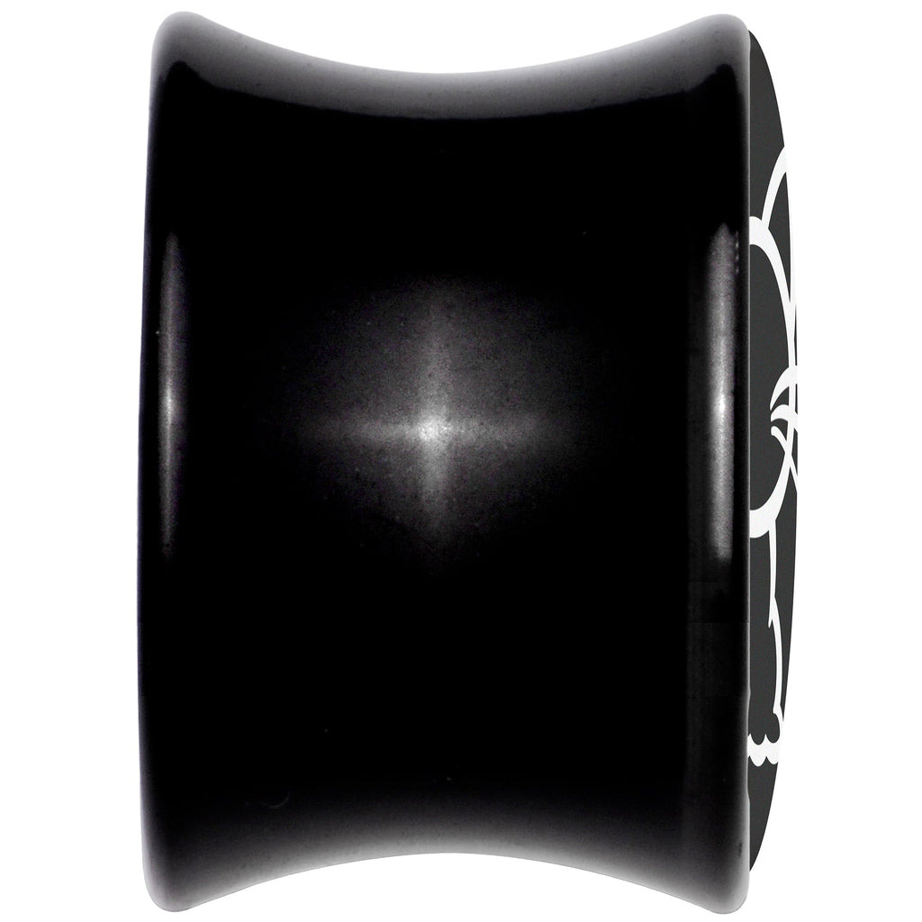 BodyCandy Black and White Kitty Cat Black Acrylic Saddle Plug Set 8mm to 20mm by Onyx O — back view