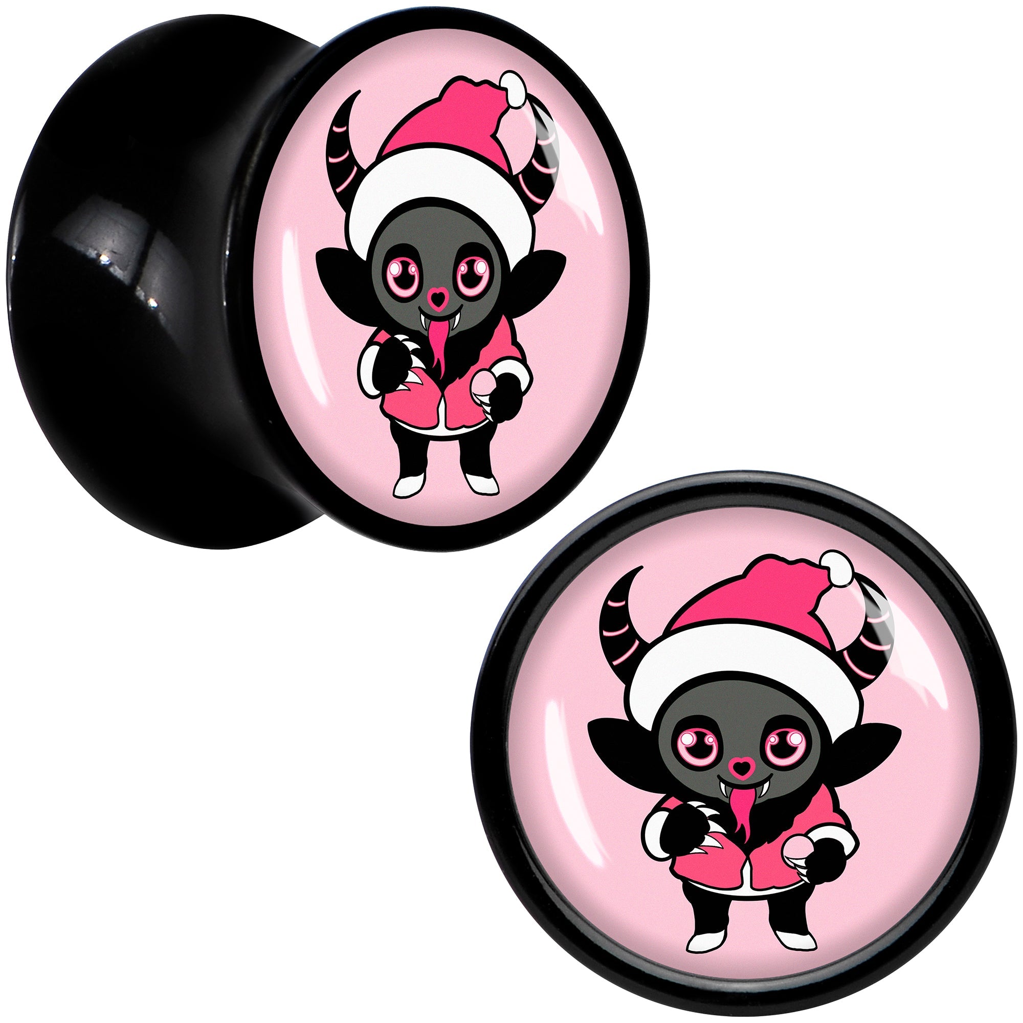 BodyCandy Krampus Cutie Christmas Holiday Black Acrylic Saddle Plug Set by Onyx O — side view