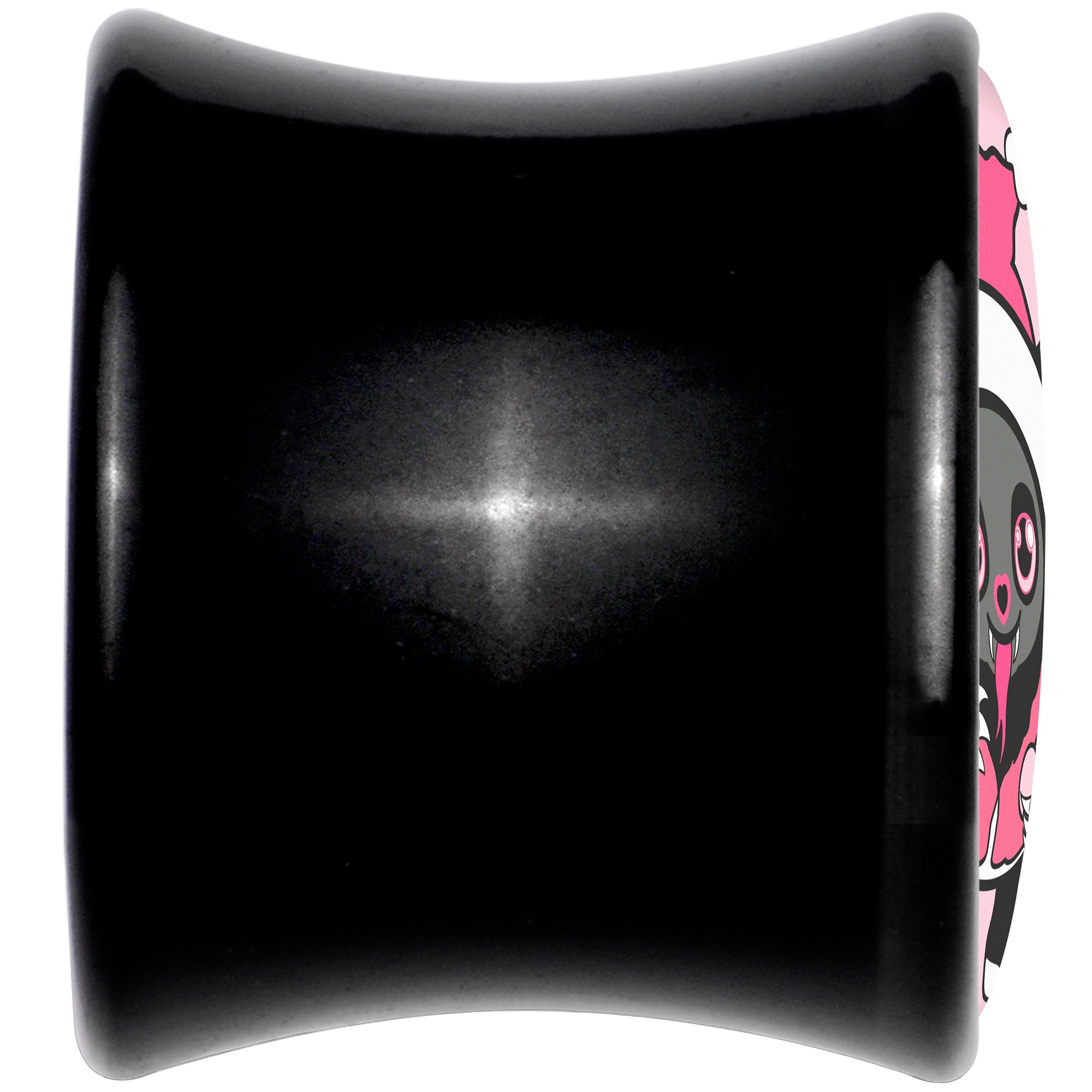 BodyCandy Krampus Cutie Christmas Holiday Black Acrylic Saddle Plug Set by Onyx O — detail close-up