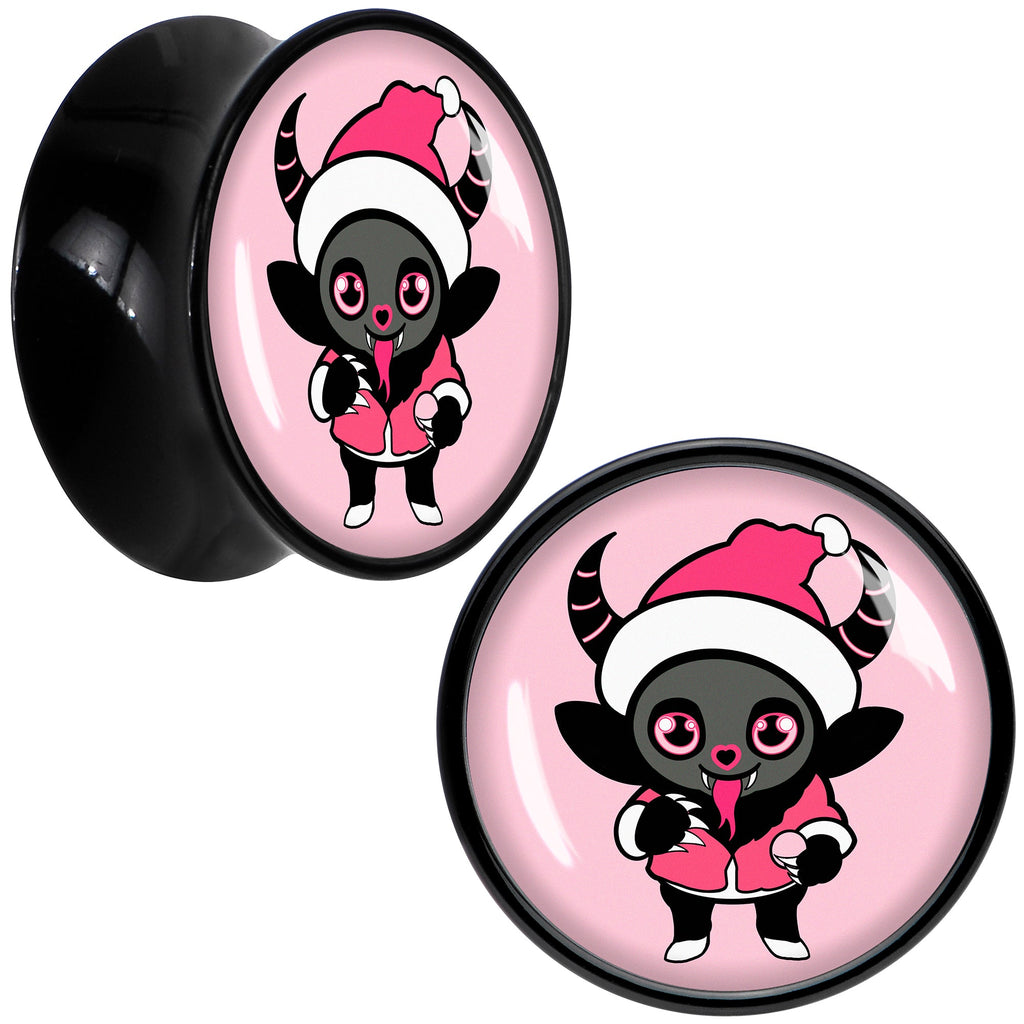 BodyCandy Krampus Cutie Christmas Holiday Black Acrylic Saddle Plug Set by Onyx O — size reference