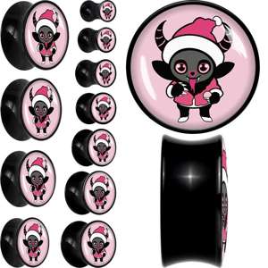 BodyCandy Krampus Cutie Christmas Holiday Black Acrylic Saddle Plug Set by Onyx O — main product shot