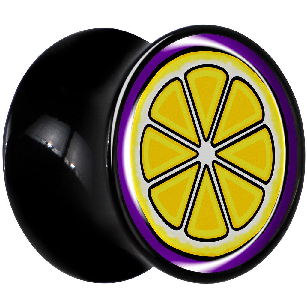 BodyCandy Yellow Slice of Lemon Black Acrylic Saddle Plug Set by Onyx O — lifestyle context
