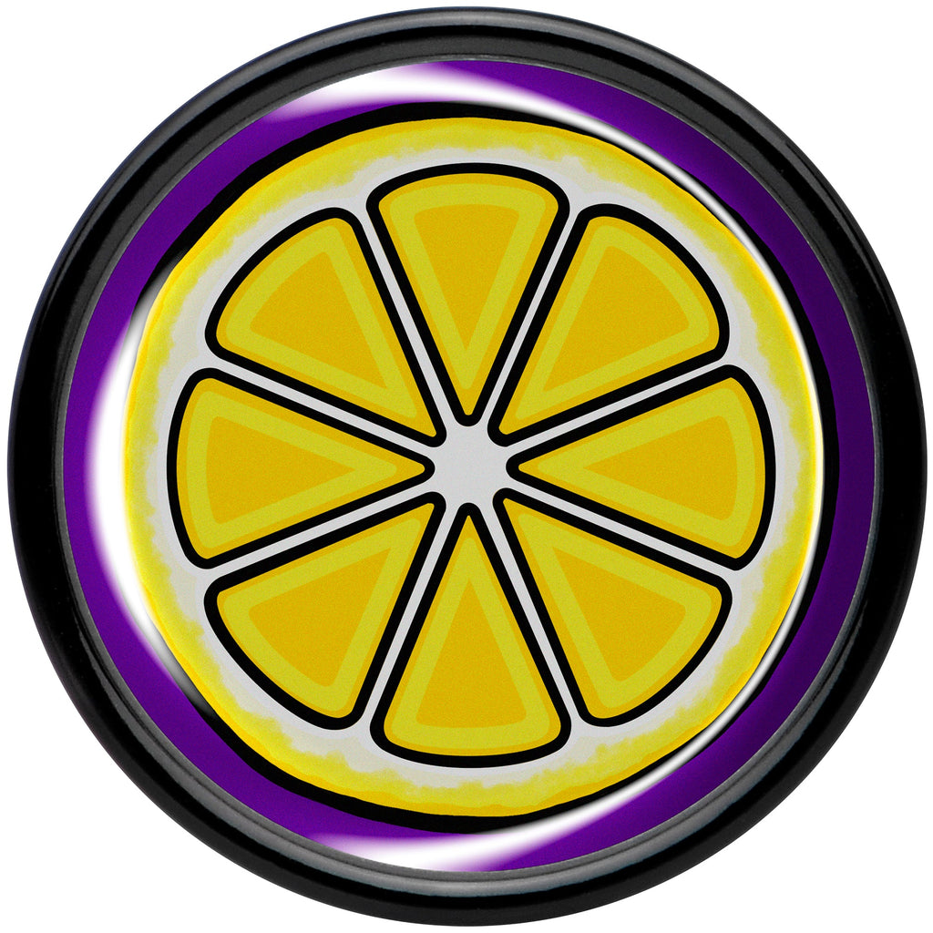 BodyCandy Yellow Slice of Lemon Black Acrylic Saddle Plug Set by Onyx O — side view
