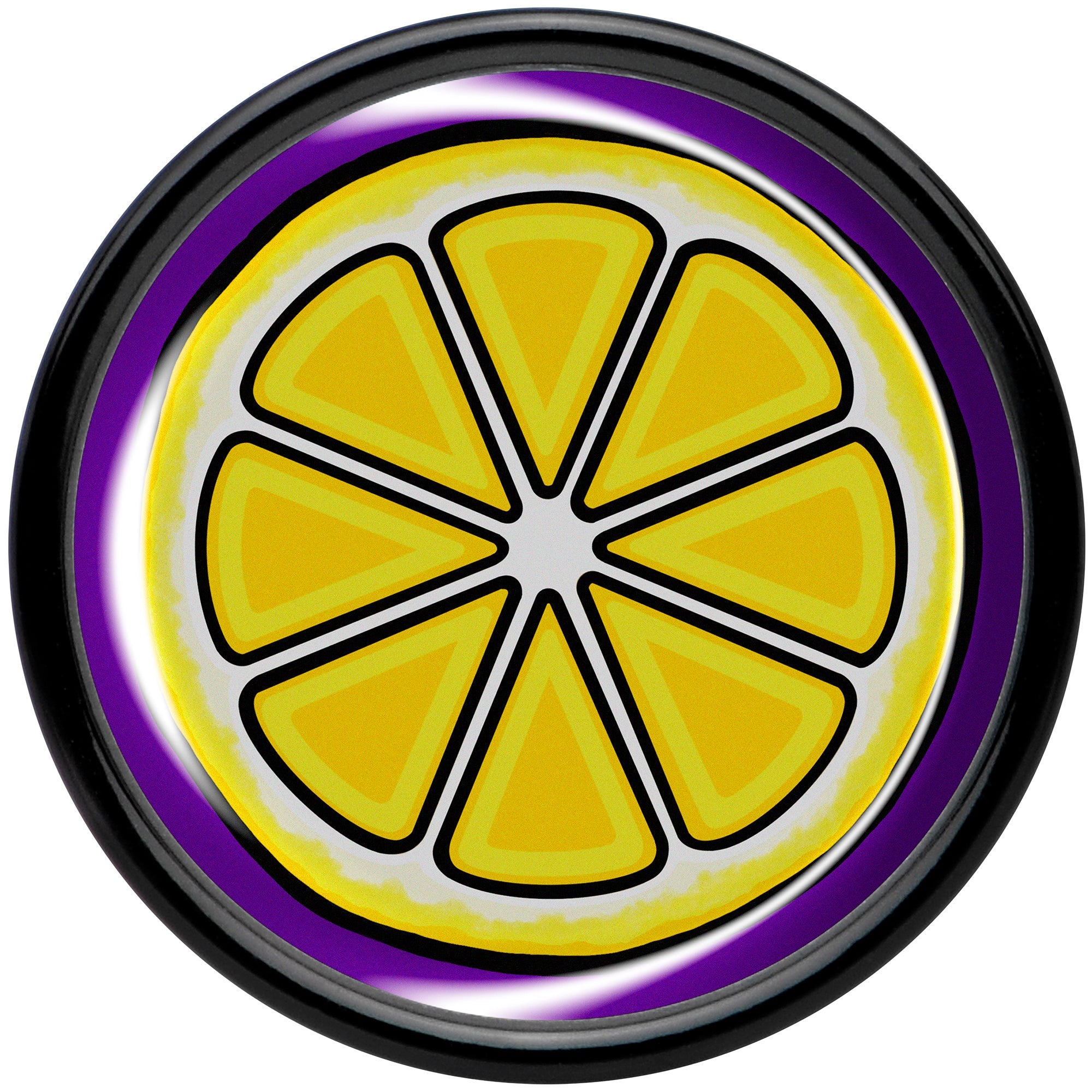 BodyCandy Yellow Slice of Lemon Black Acrylic Saddle Plug Set by Onyx O — side view