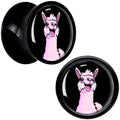 BodyCandy Pink Happy Llama Black Acrylic Saddle Plug Set 8mm to 20mm by Onyx O — alternative angle