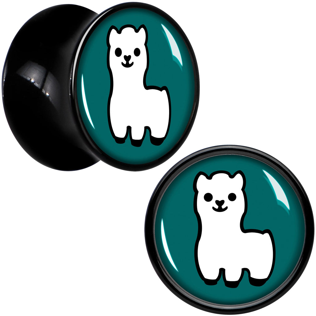BodyCandy White Llama Black Acrylic Saddle Plug Set 8mm to 20mm by Onyx O — size reference