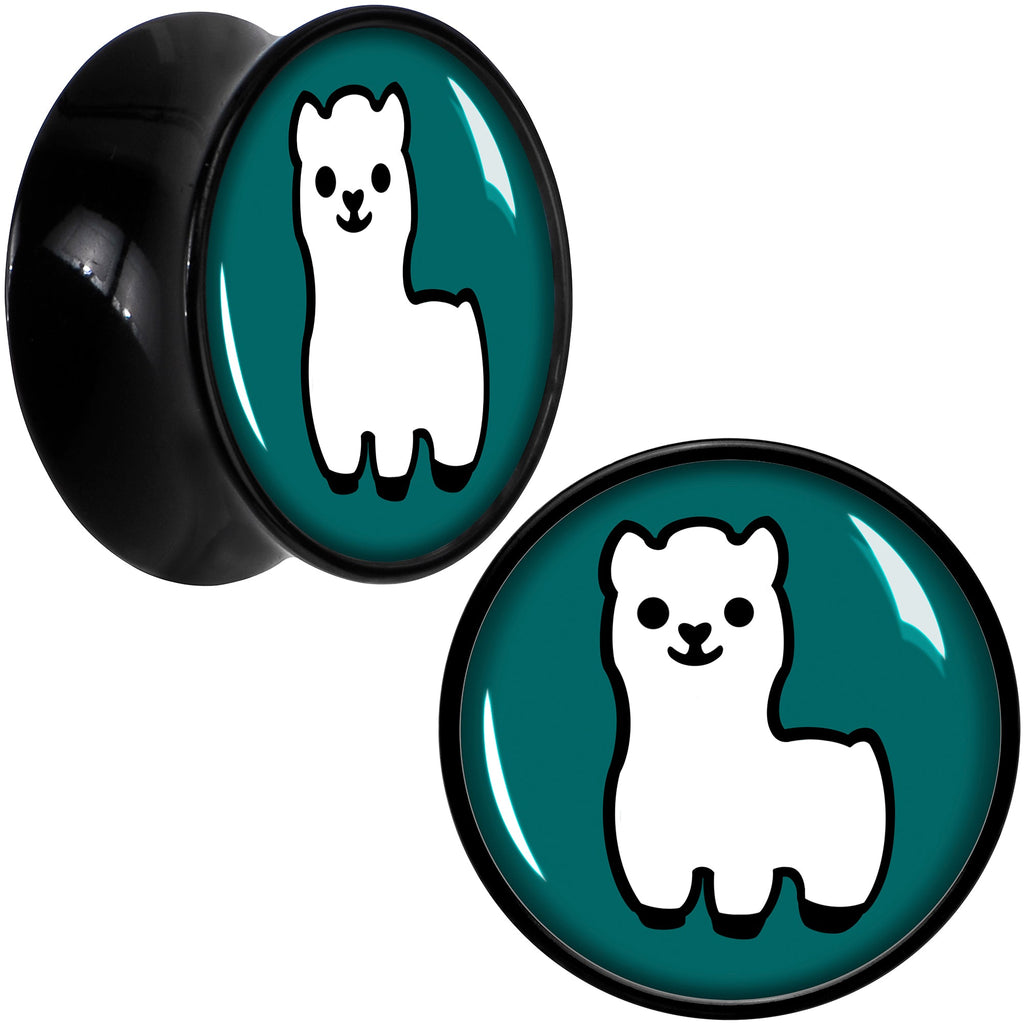 BodyCandy White Llama Black Acrylic Saddle Plug Set 8mm to 20mm by Onyx O — fabric or material detail