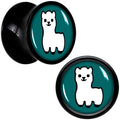 BodyCandy White Llama Black Acrylic Saddle Plug Set 8mm to 20mm by Onyx O — alternative angle