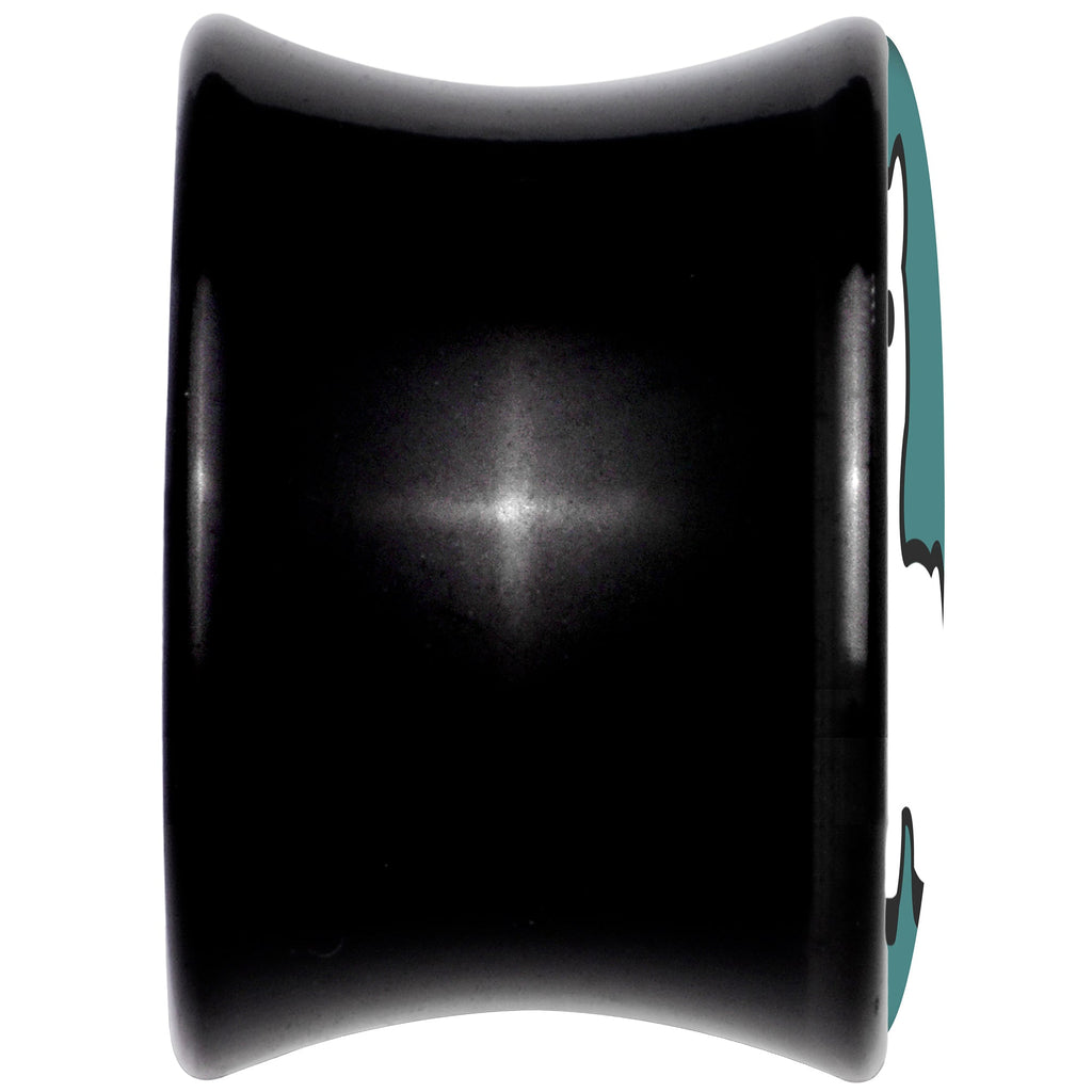 BodyCandy White Llama Black Acrylic Saddle Plug Set 8mm to 20mm by Onyx O — back view