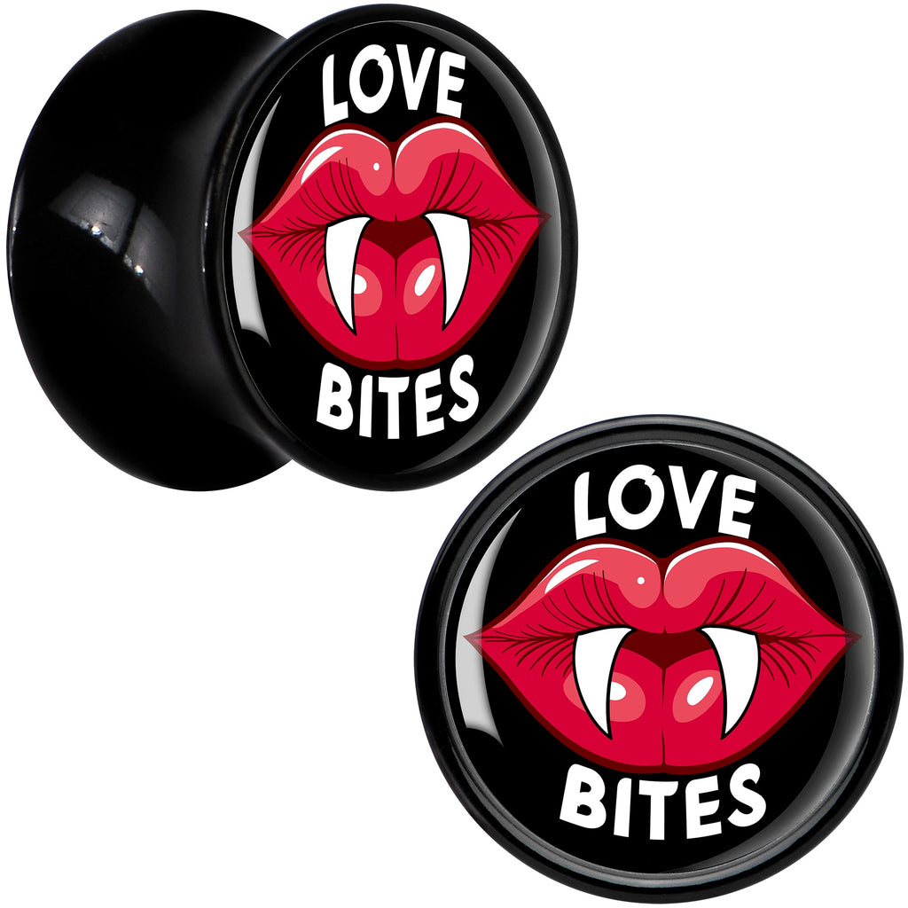 BodyCandy Valentine Love Bites Black Acrylic Saddle Plug Set by Onyx O — side view