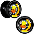 BodyCandy Magnified Yellow Duck Black Acrylic Saddle Plug Set 8mm to 20mm by Onyx O — alternative angle