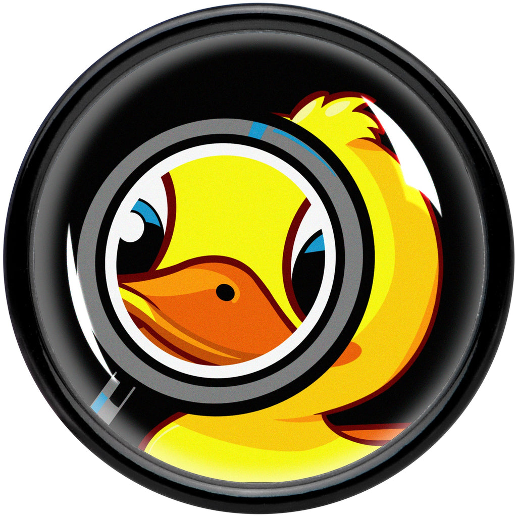 BodyCandy Magnified Yellow Duck Black Acrylic Saddle Plug Set 8mm to 20mm by Onyx O — side view