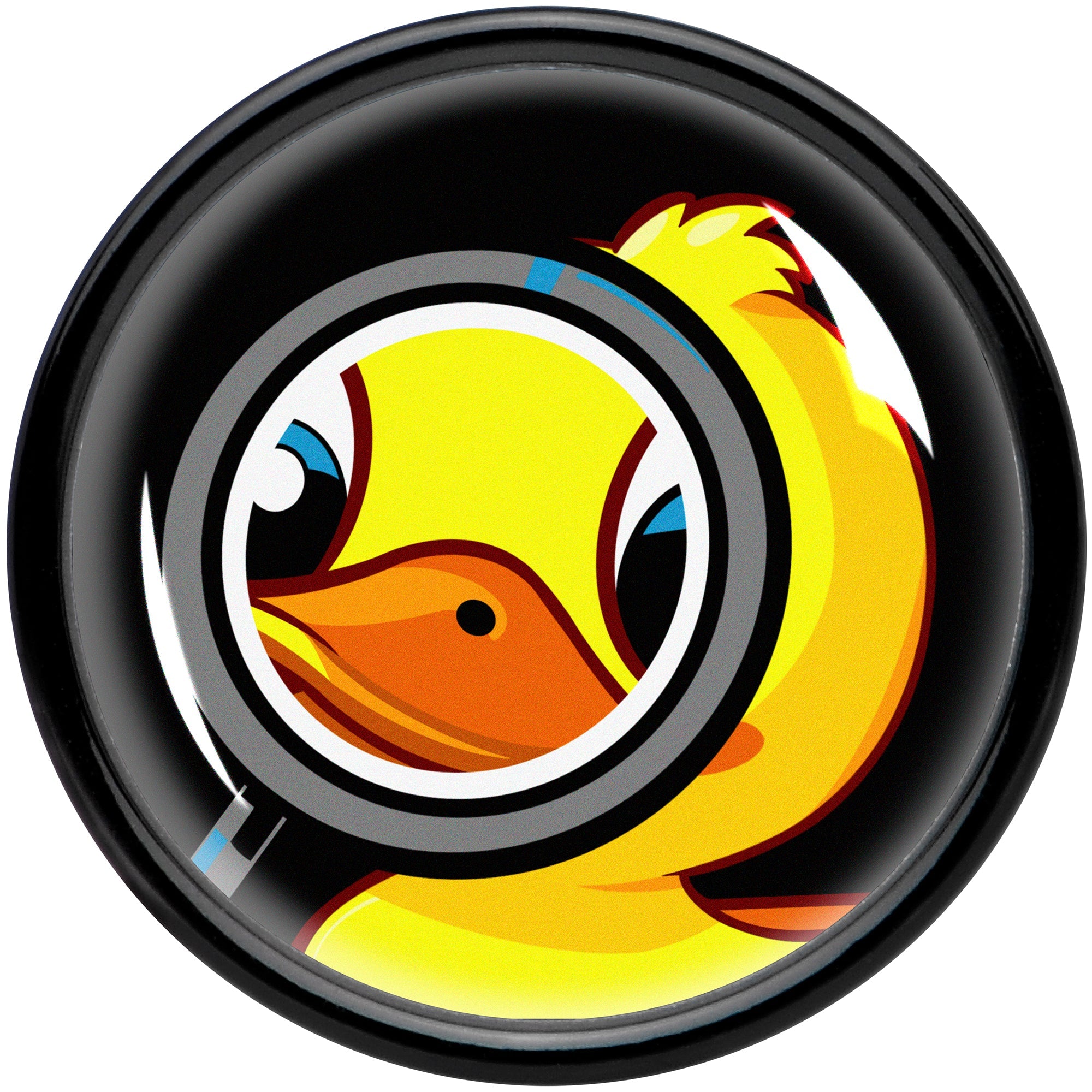 BodyCandy Magnified Yellow Duck Black Acrylic Saddle Plug Set 8mm to 20mm by Onyx O — side view