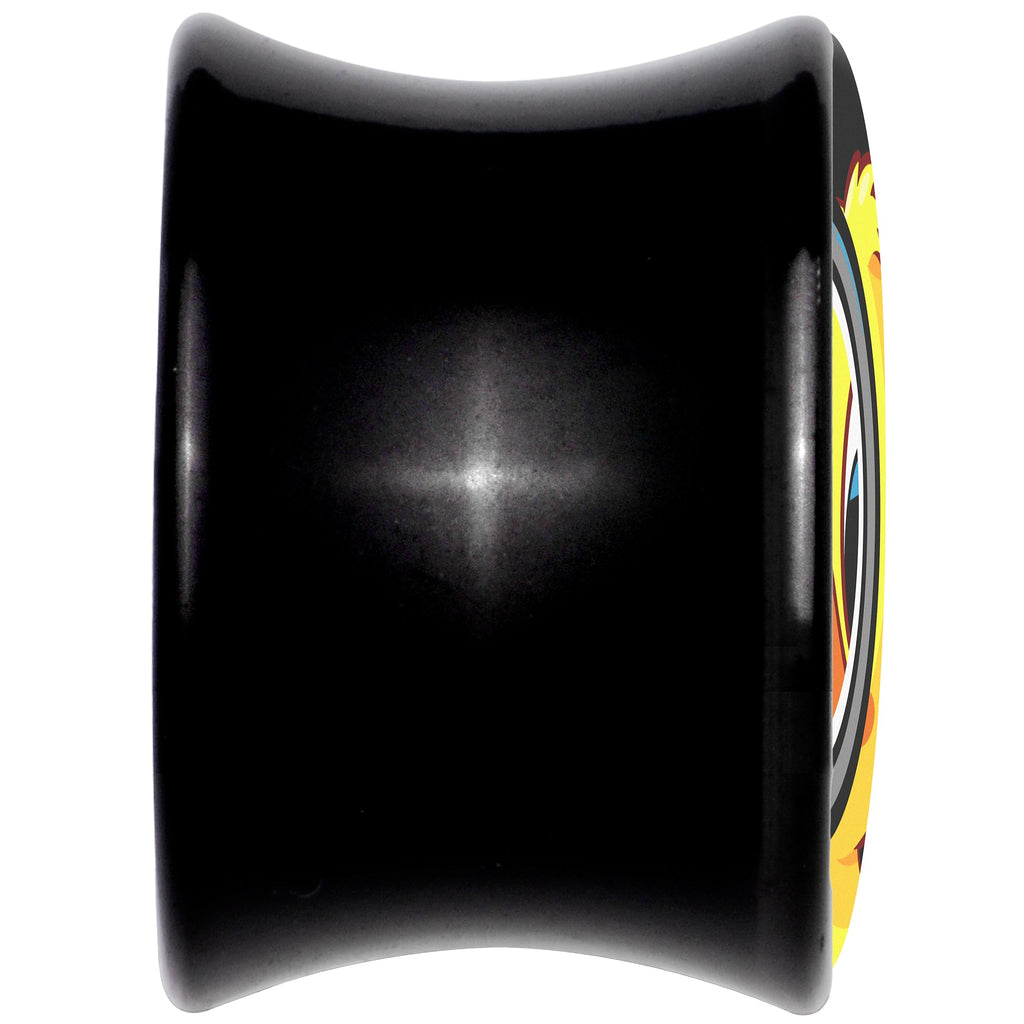 BodyCandy Magnified Yellow Duck Black Acrylic Saddle Plug Set 8mm to 20mm by Onyx O — back view