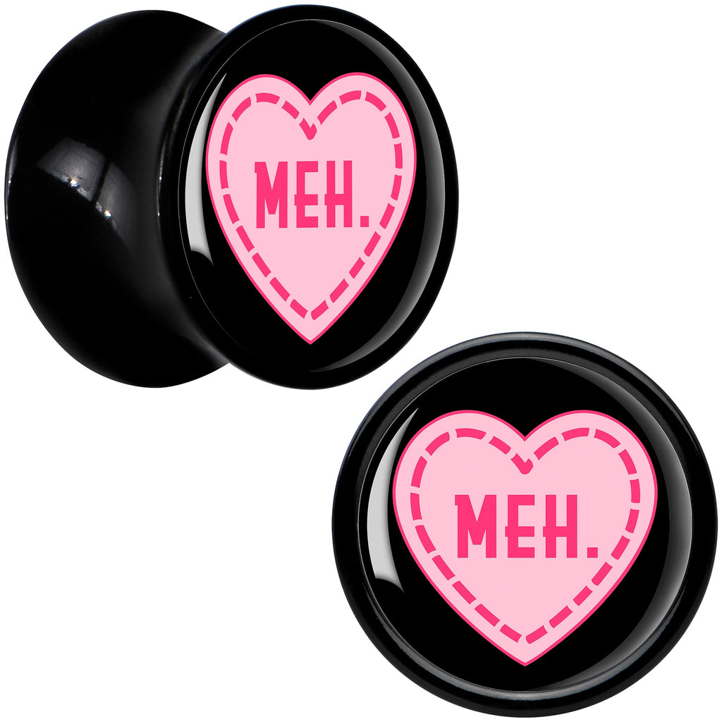 BodyCandy MEH Heart Black Acrylic Saddle Plug Set by Onyx O — detail close-up