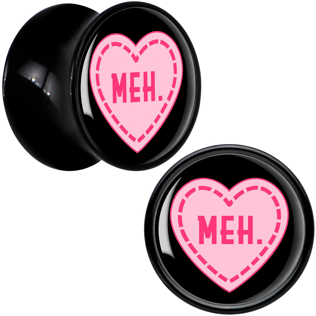 BodyCandy MEH Heart Black Acrylic Saddle Plug Set by Onyx O — side view
