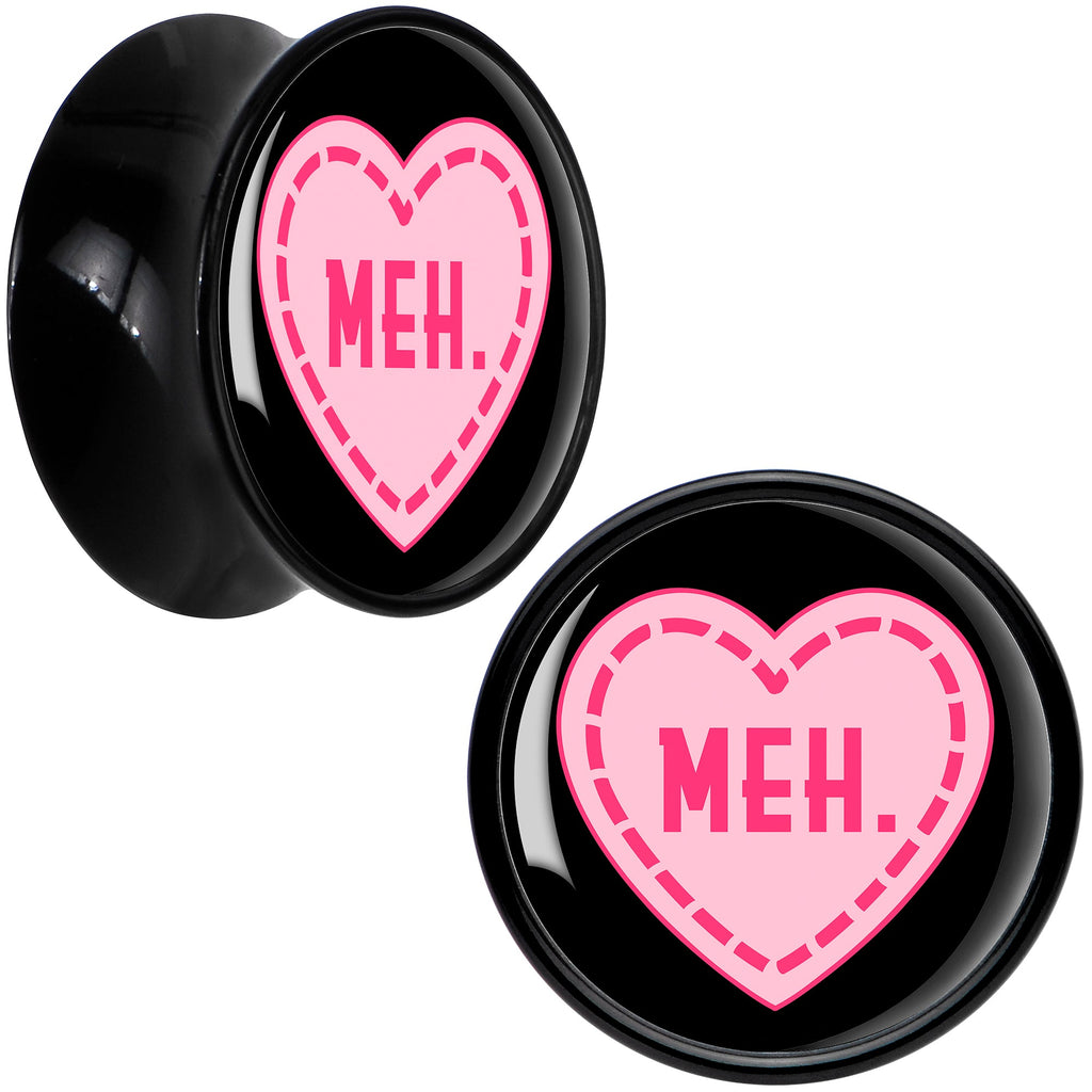BodyCandy MEH Heart Black Acrylic Saddle Plug Set by Onyx O — back view