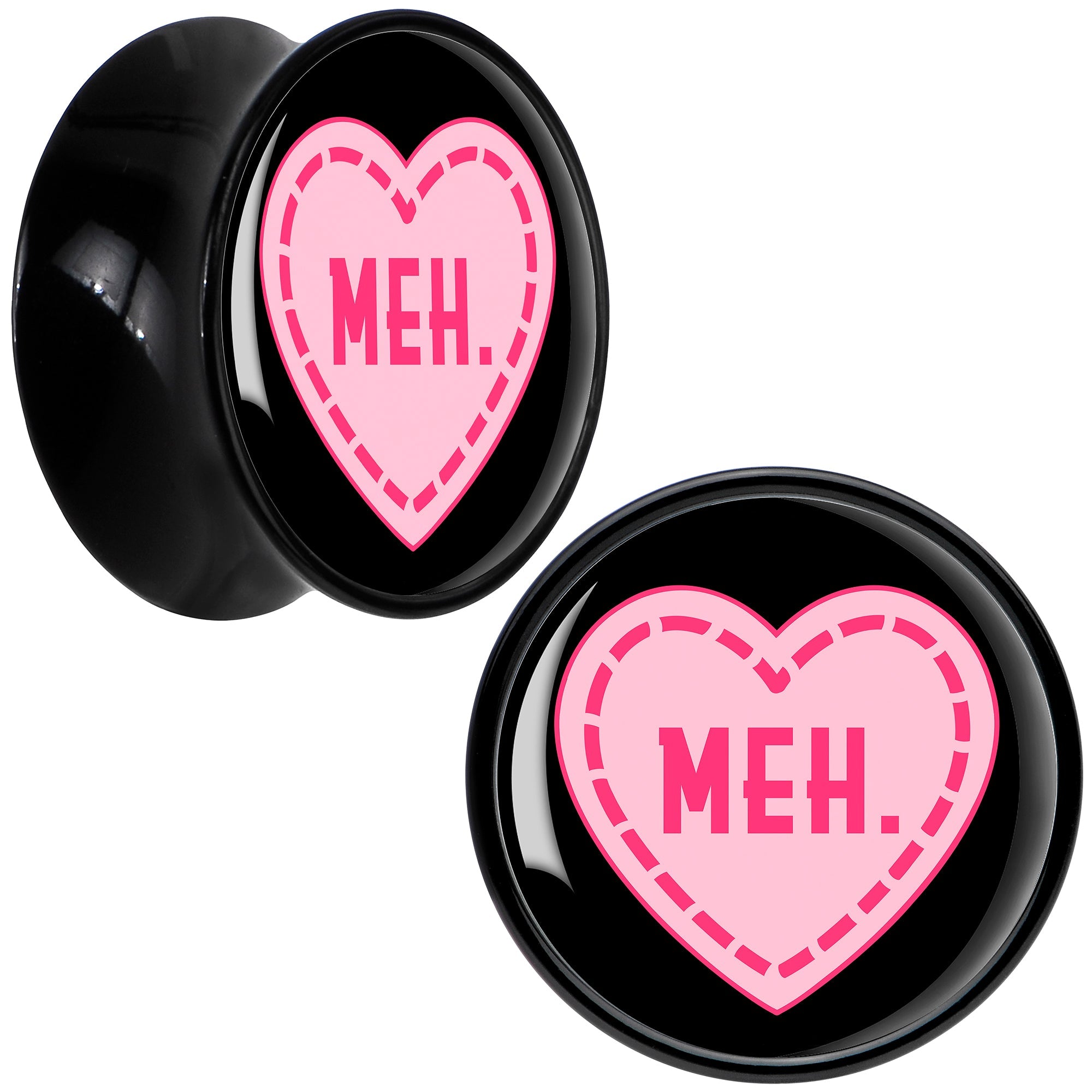 BodyCandy MEH Heart Black Acrylic Saddle Plug Set by Onyx O — alternative angle